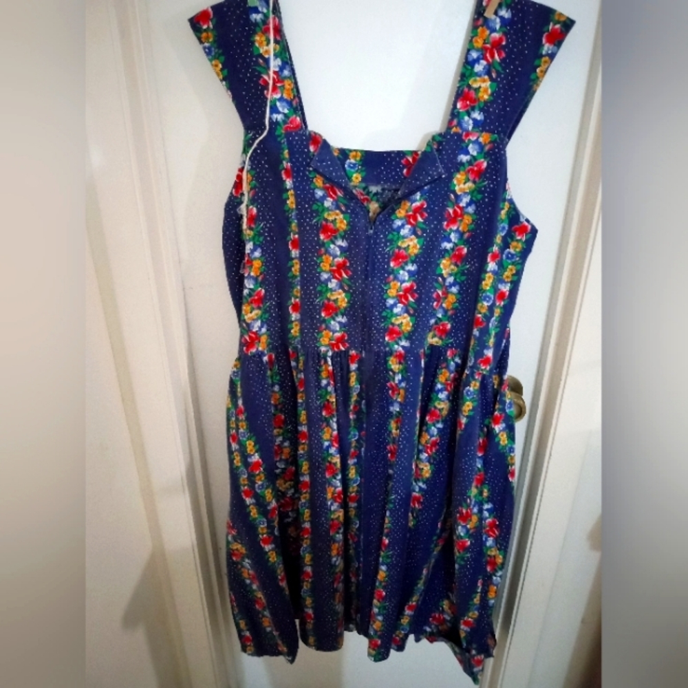Vintage 90s Blue floral Midi Dress